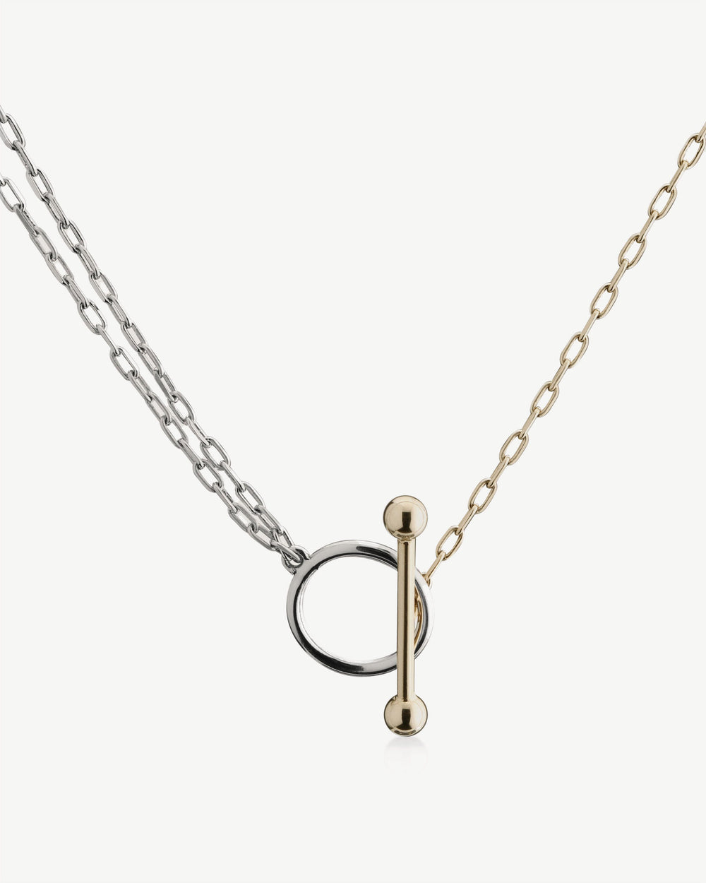 New Arrivals Strathberry Women's T Bar Dual Chain Necklace - Gold / Silver