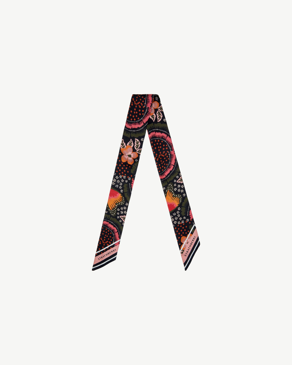New Arrivals Strathberry Women's Silk Skinny Scarf - Black / Red