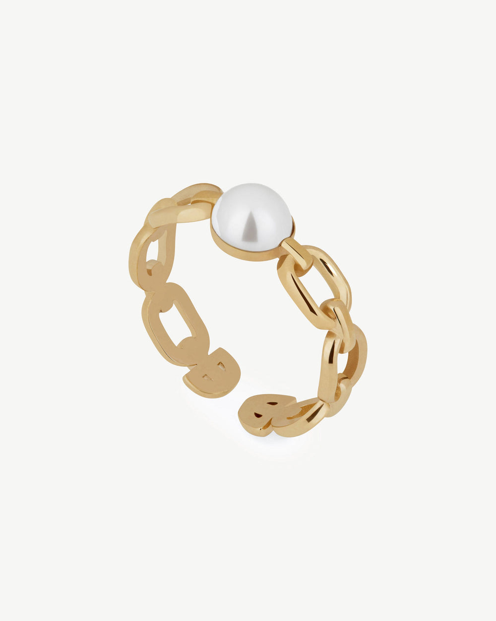 New Arrivals Strathberry Women's Pearl Link Ring - 22 Carat Gold Gilded - Gold