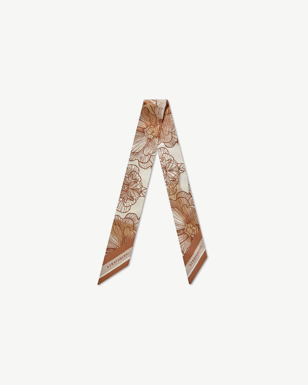 New Arrivals Strathberry Women's Silk Skinny Scarf - White / Brown