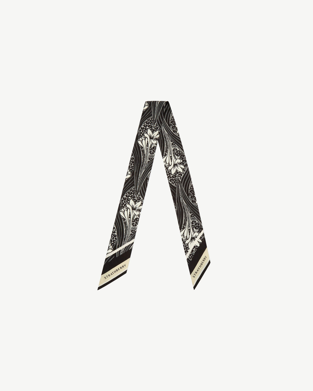 New Arrivals Strathberry Women's Silk Skinny Scarf - Black / White