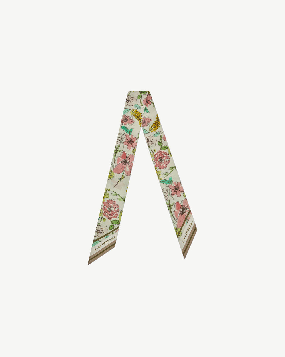 New Arrivals Strathberry Women's Silk Skinny Scarf - Green / White / Red