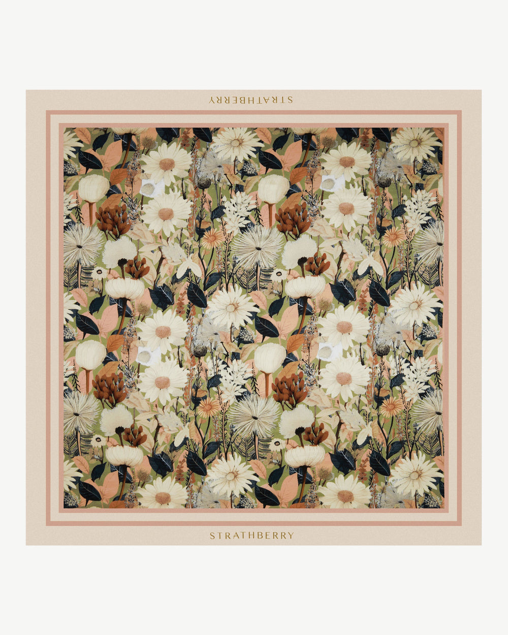 New Arrivals Strathberry Women's Silk Square Scarf - Brown / Neutrals / Green