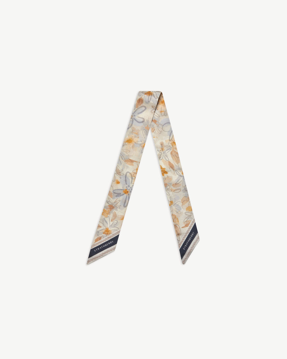 New Arrivals Strathberry Women's Silk Skinny Scarf - White / Blue